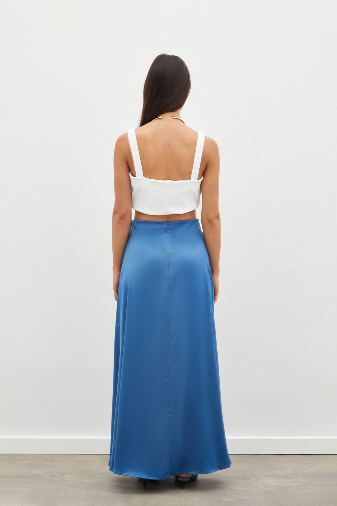 Sateen Jupe longue en satin - Indigo