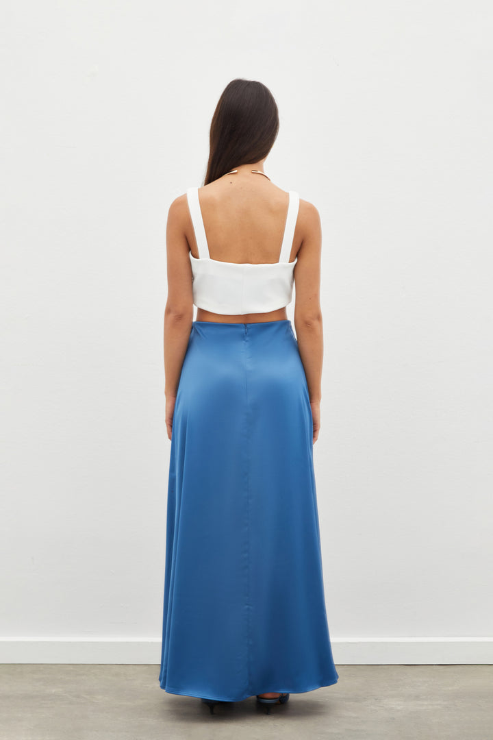 Sateen Jupe longue en satin - Indigo