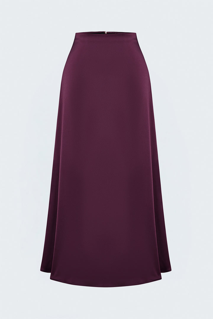 Sateen Jupe longue en satin - Prune