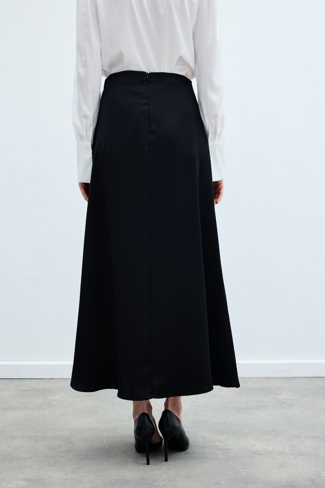 Sateen Jupe longue en satin - Noir