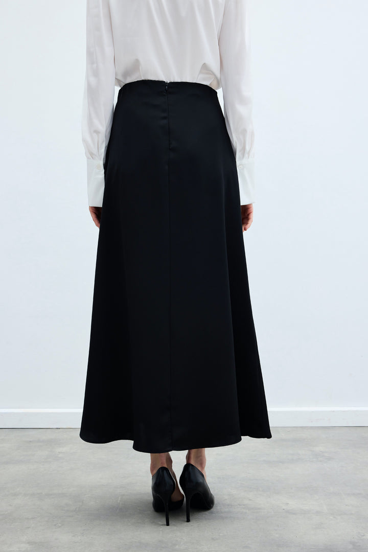 Sateen Jupe longue en satin - Noir