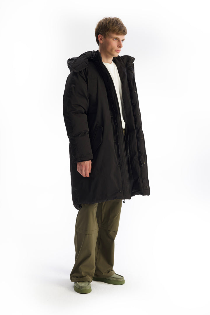 Giesto Manteau long en duvet noir - Noir