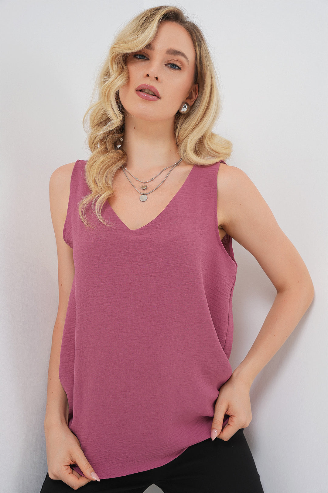 Bigdart Blouse sans manches à décolleté en V 950 - Rose thé