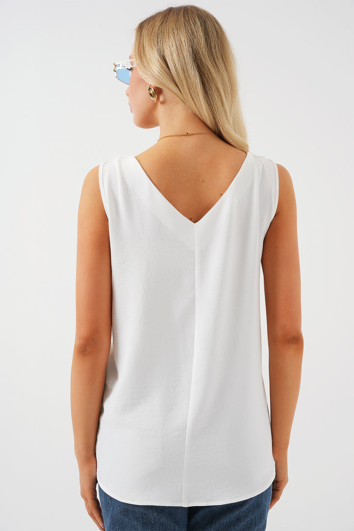 Bigdart Blouse sans manches en V 950 - Blanc