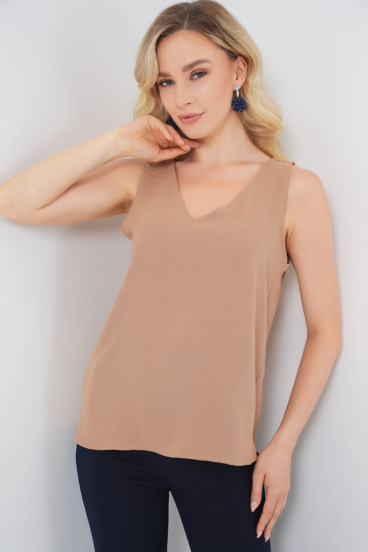 Bigdart Blouse sans manches à décolleté en V 950 - Biscuit