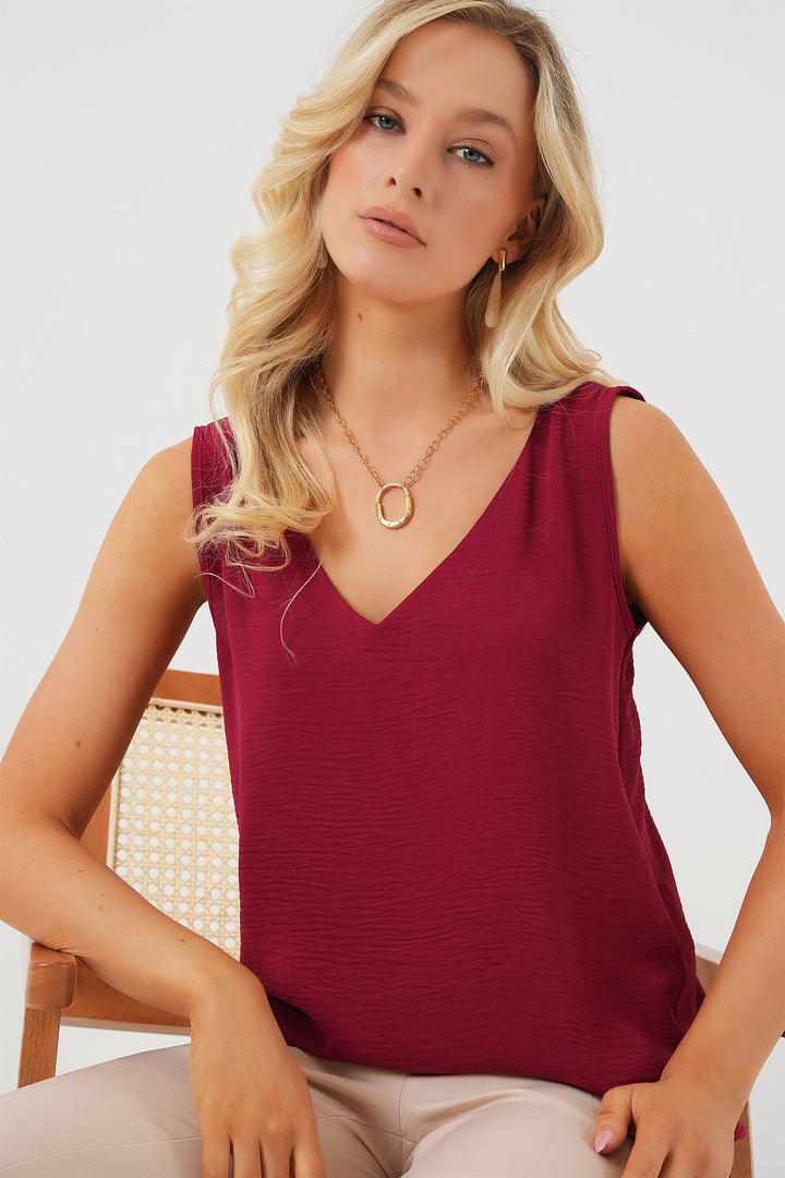Bigdart Blouse sans manches en V 950 - Bordeaux
