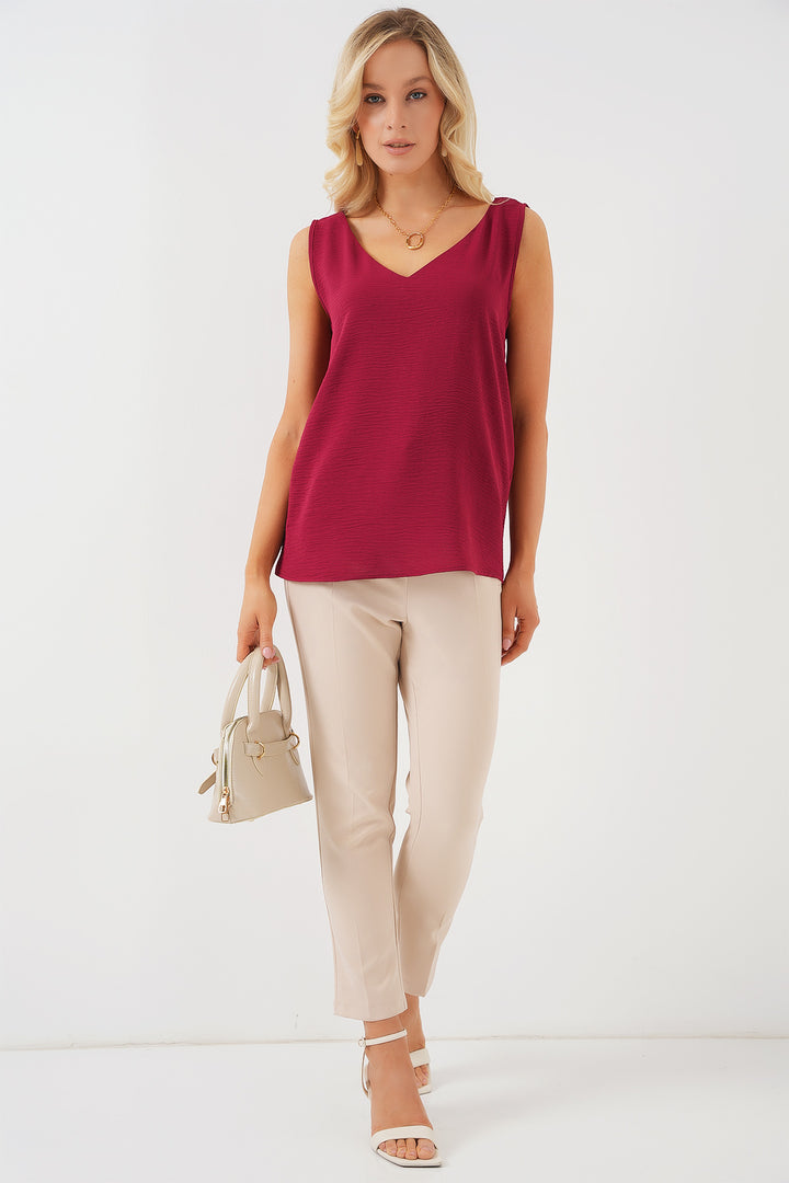 Bigdart Blouse sans manches en V 950 - Bordeaux