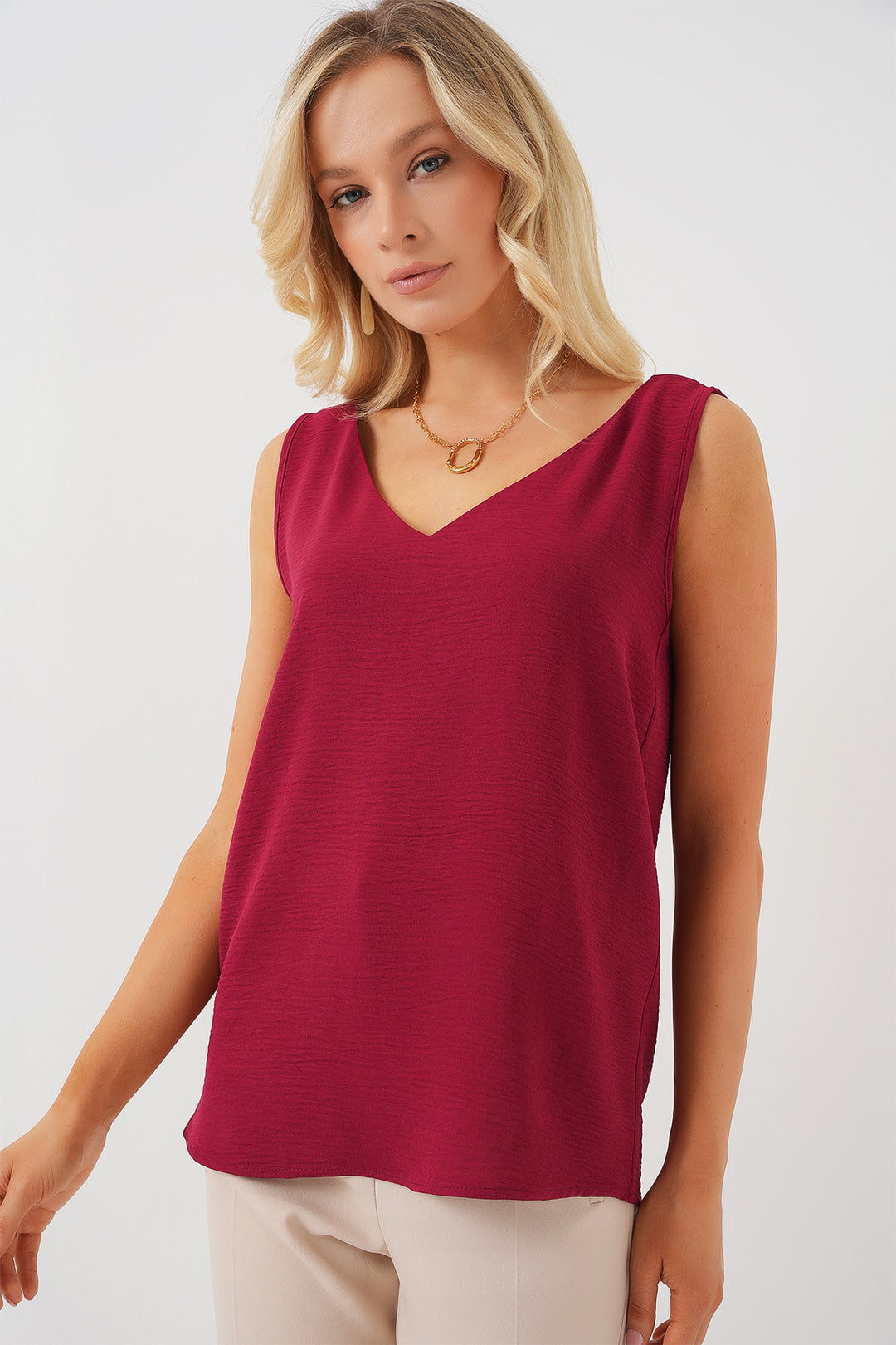 Bigdart Blouse sans manches en V 950 - Bordeaux