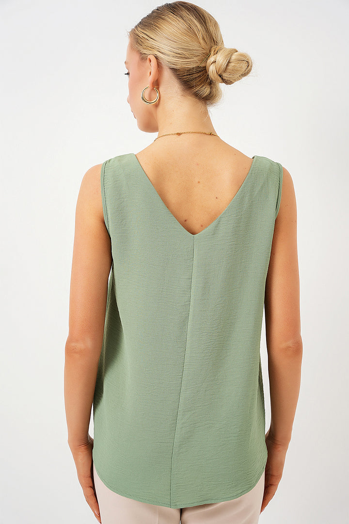 Bigdart Blouse à col en V sans manches 950 - Vert d'eau