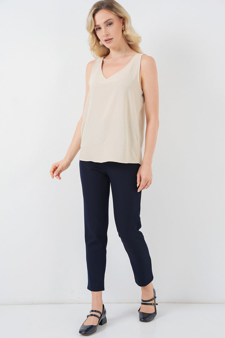 Bigdart Blouse sans manches à décolleté en V 950 - Écru