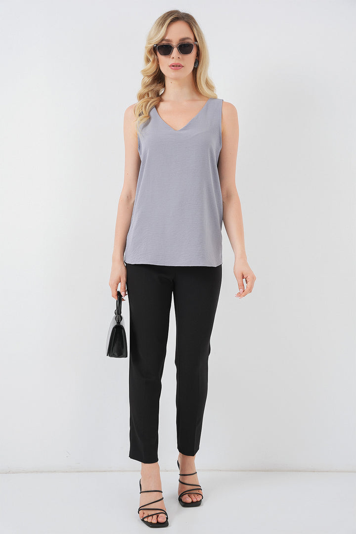 Bigdart Blouse sans manches en V 950 - Gris
