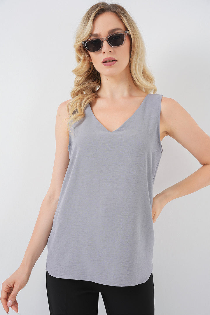 Bigdart Blouse sans manches en V 950 - Gris