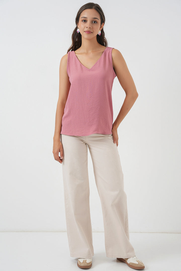 Bigdart Top sans manches à col en V 950 - Rose poudré