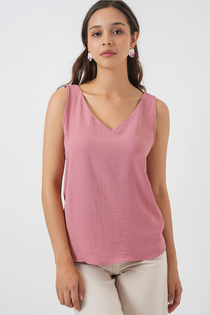Bigdart Top sans manches à col en V 950 - Rose poudré