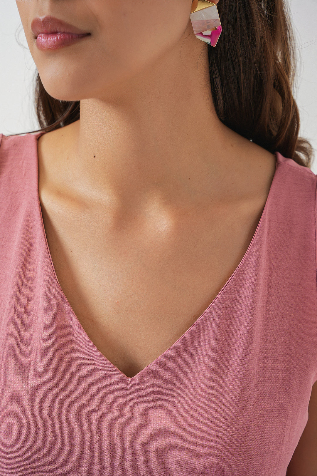 Bigdart Top sans manches à col en V 950 - Rose poudré
