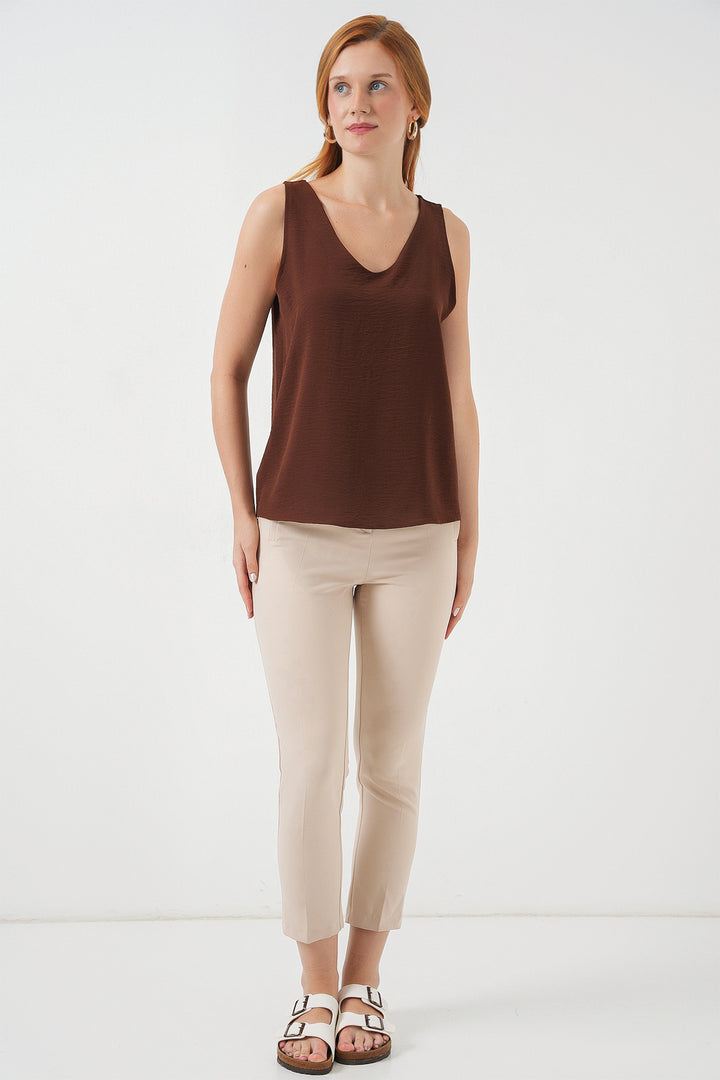 Bigdart Blouse sans manches à décolleté en V 950 - Marron