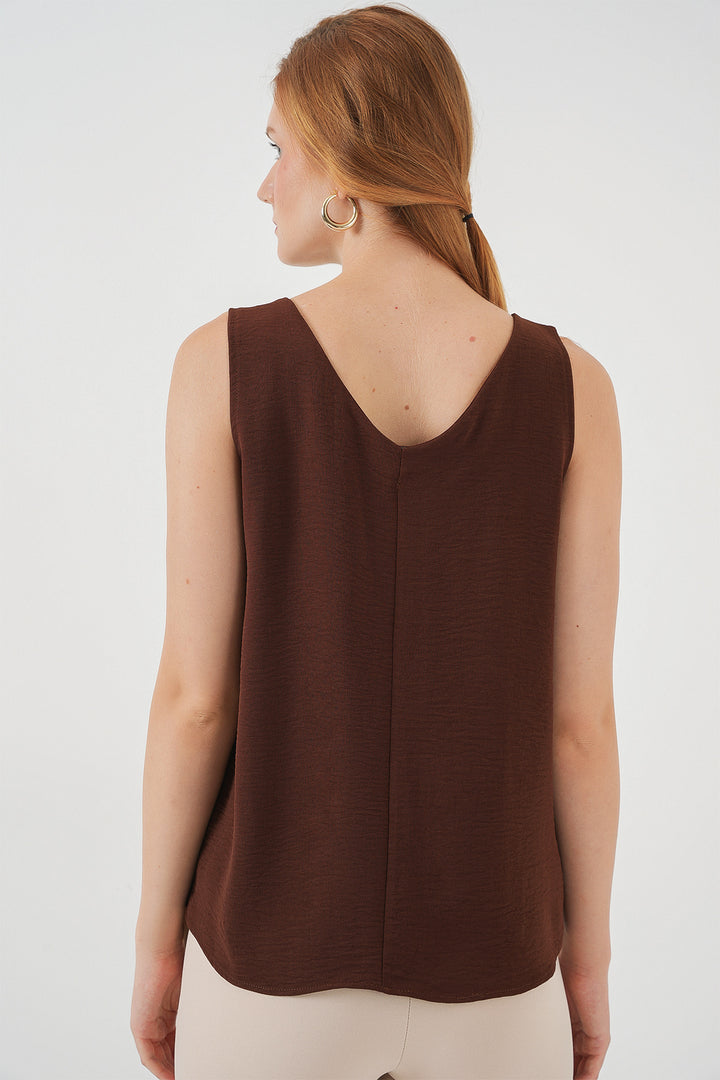 Bigdart Blouse sans manches à décolleté en V 950 - Marron