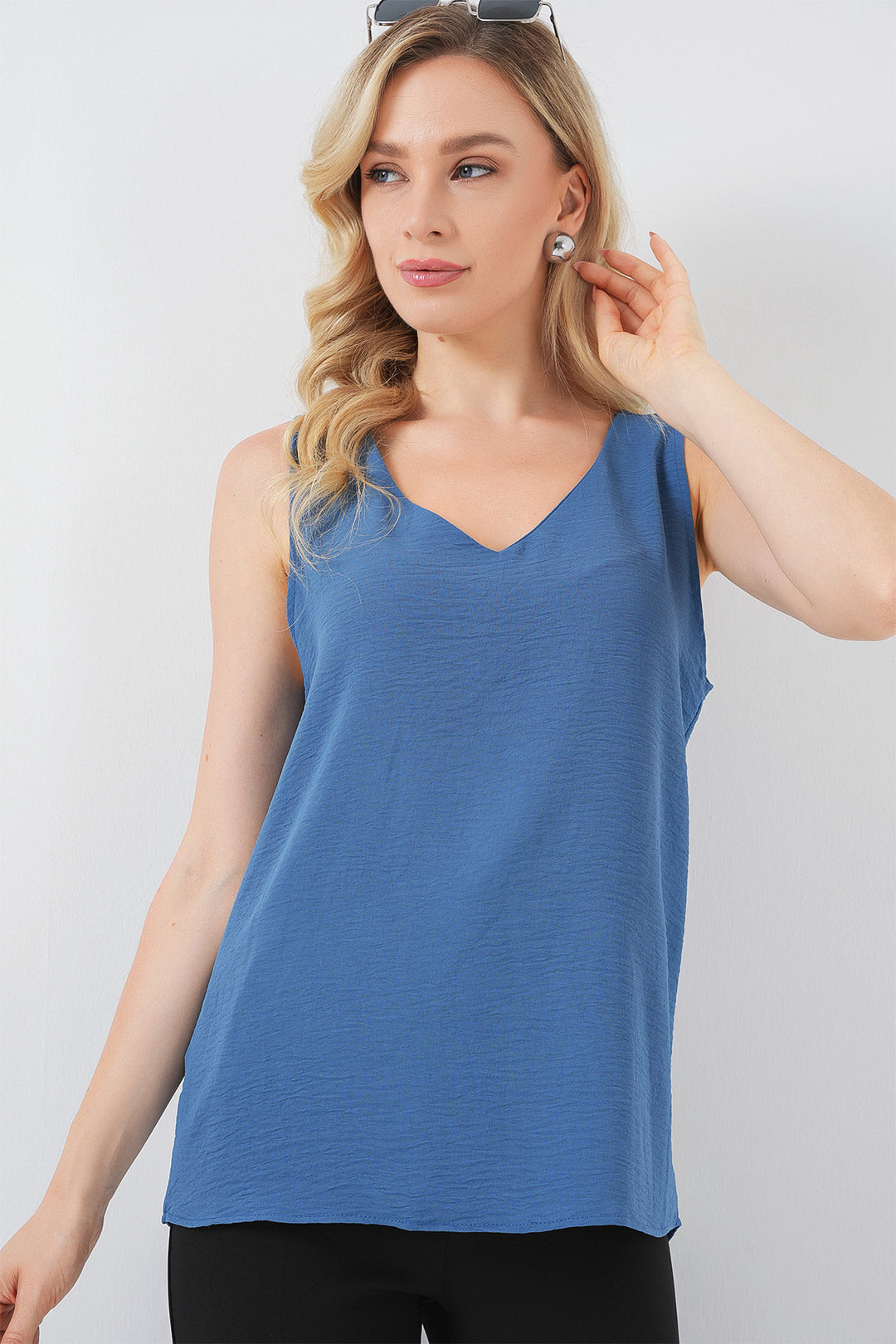 Bigdart Blouse à col en V sans manches 950 - Foncé Bleu