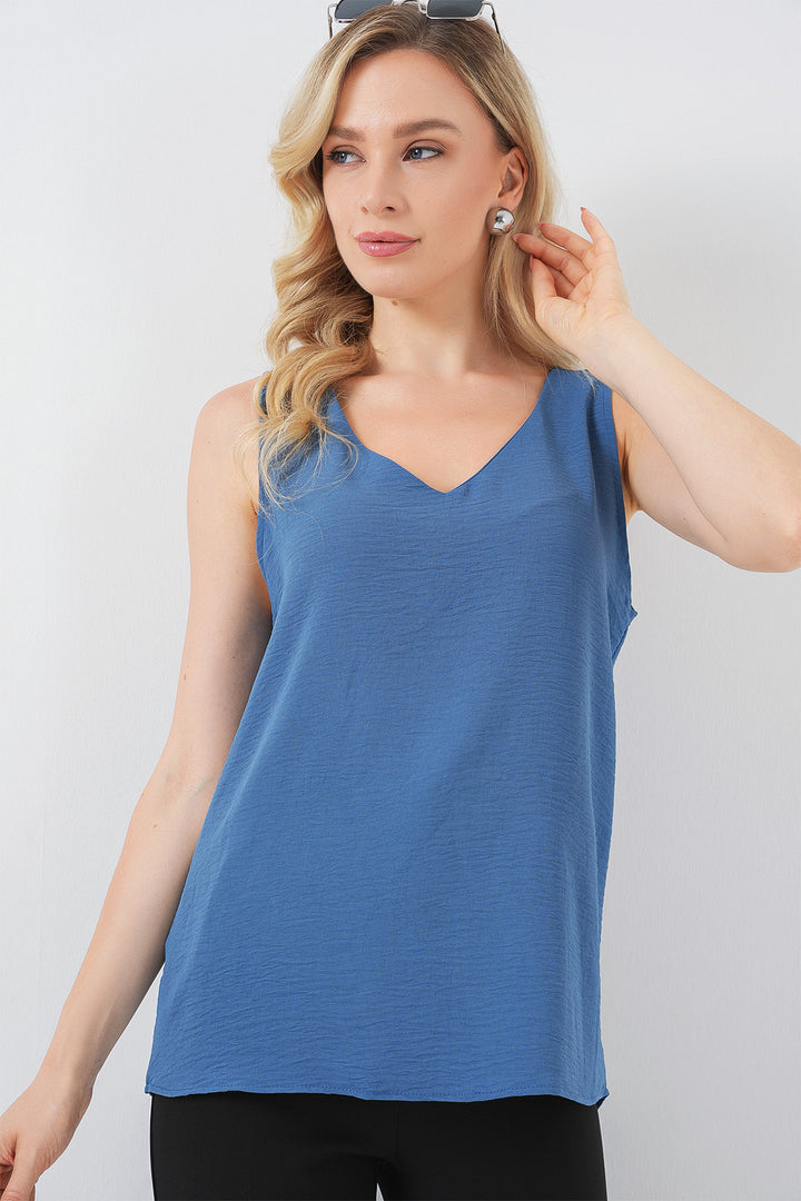 Bigdart Blouse à col en V sans manches 950 - Foncé Bleu