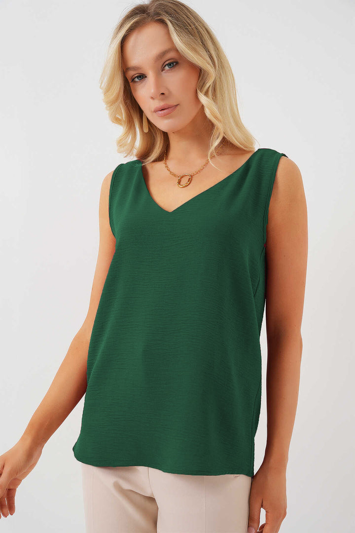 Bigdart Blouse sans manches à col en V 950 - Vert émeraude