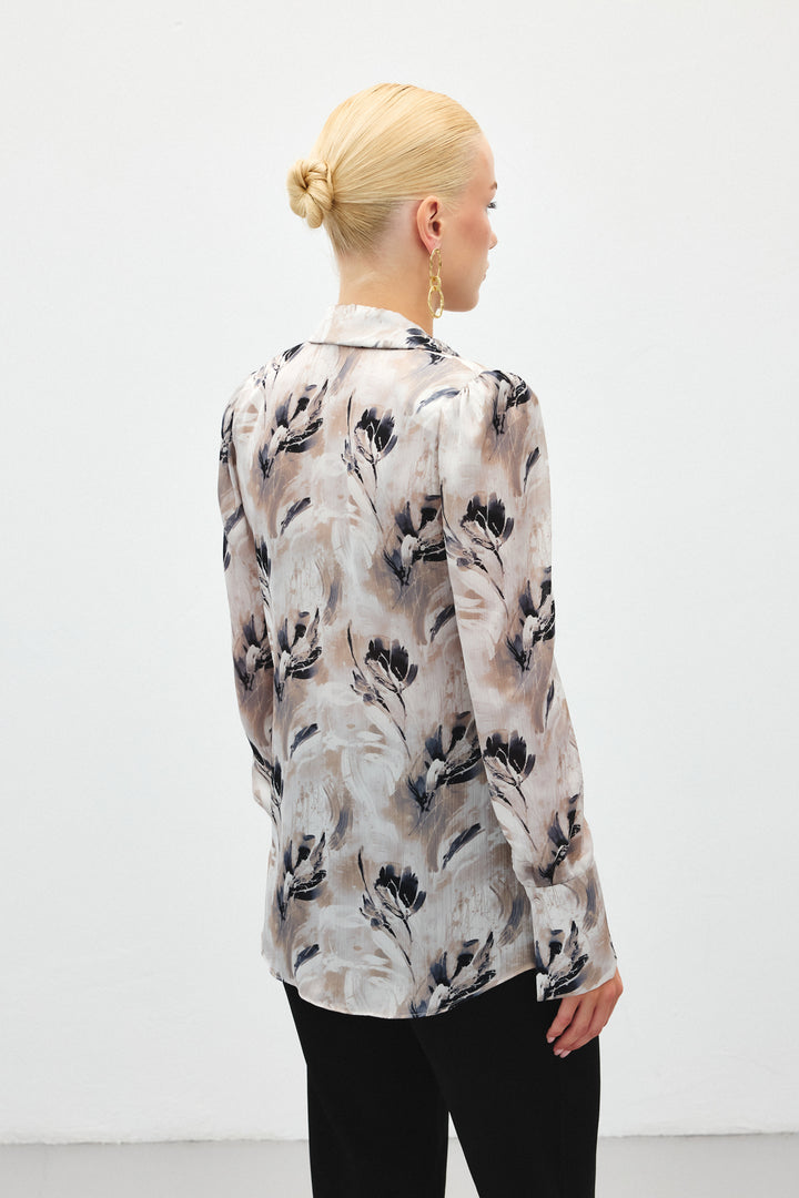 Sateen Chemise à motifs avec épaulettes - Gris
