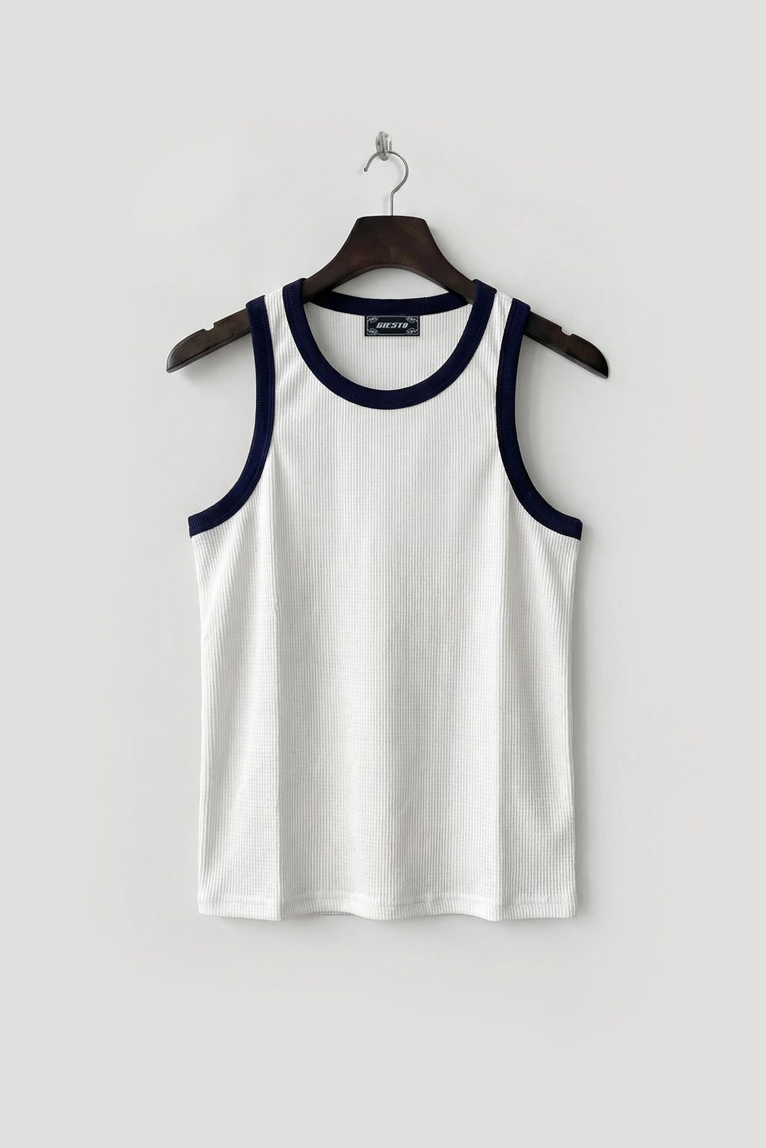 Giesto Débardeur blanc Slim Fit Waffle - Blanc