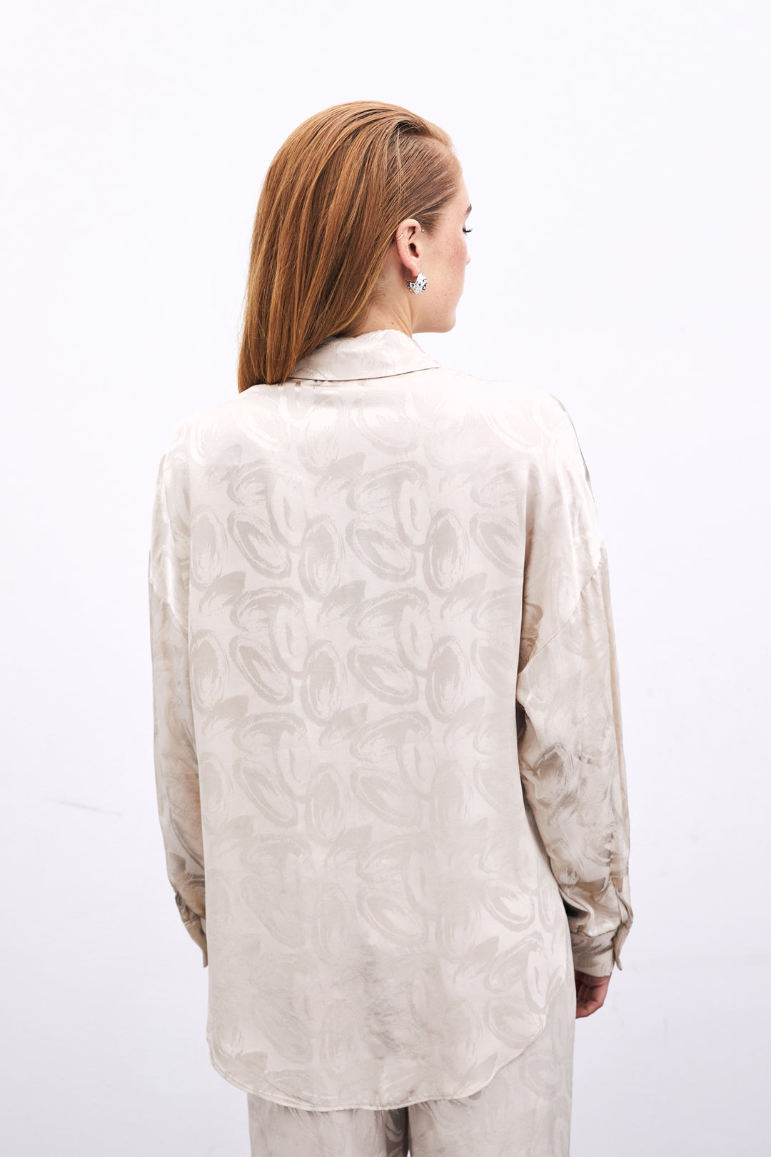 Sateen Chemise à motifs avec accessoire de col - Beige