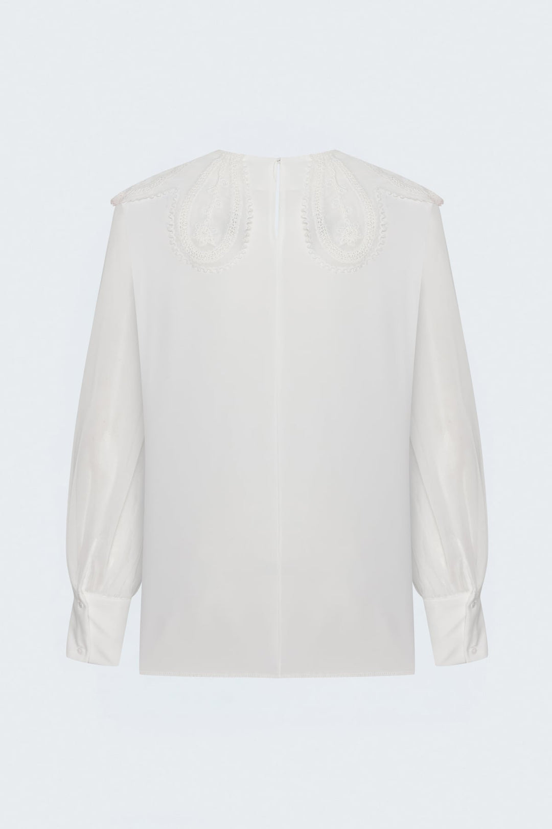Sateen Blouse avec détail de col - Écru