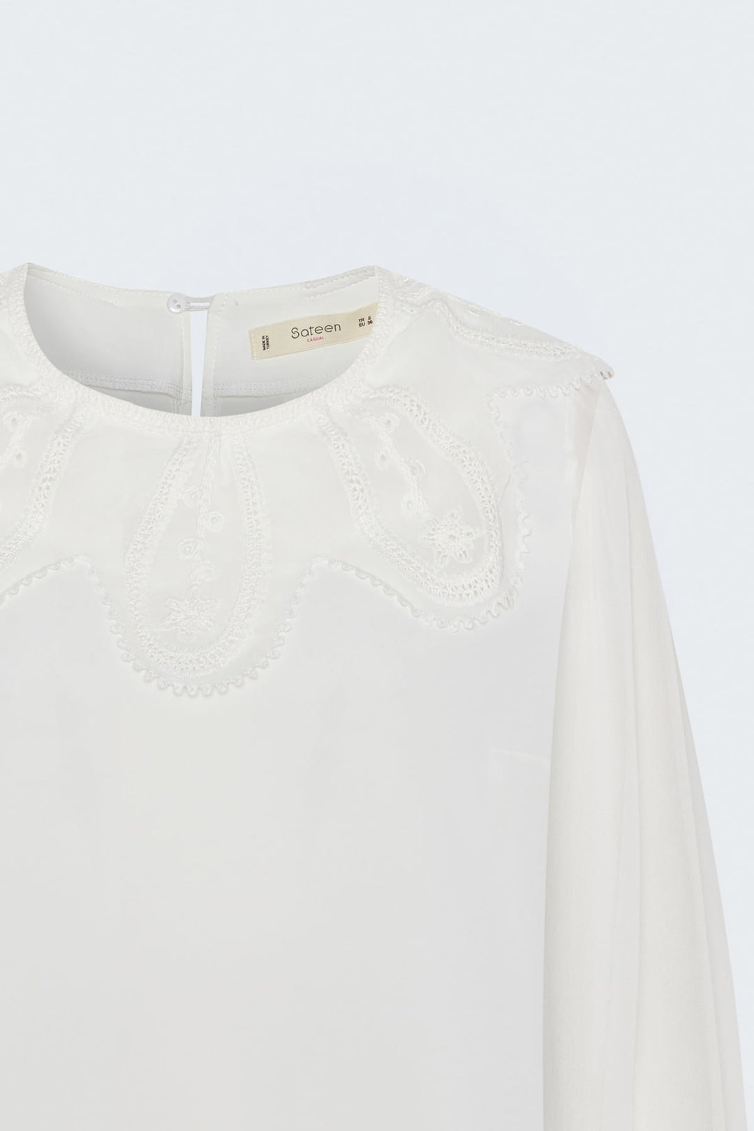 Sateen Blouse avec détail de col - Écru