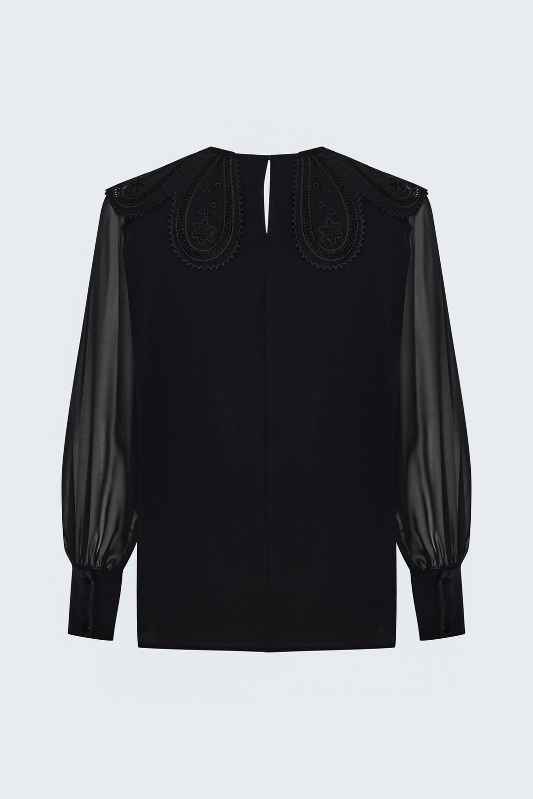 Sateen Blouse avec détail de col - Noir
