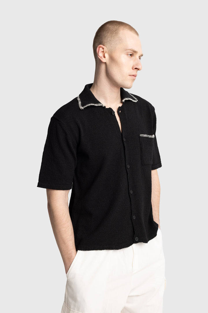 Giesto Chemise en tricot avec détail de col - Noir
