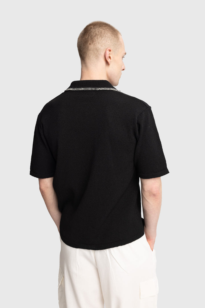 Giesto Chemise en tricot avec détail de col - Noir