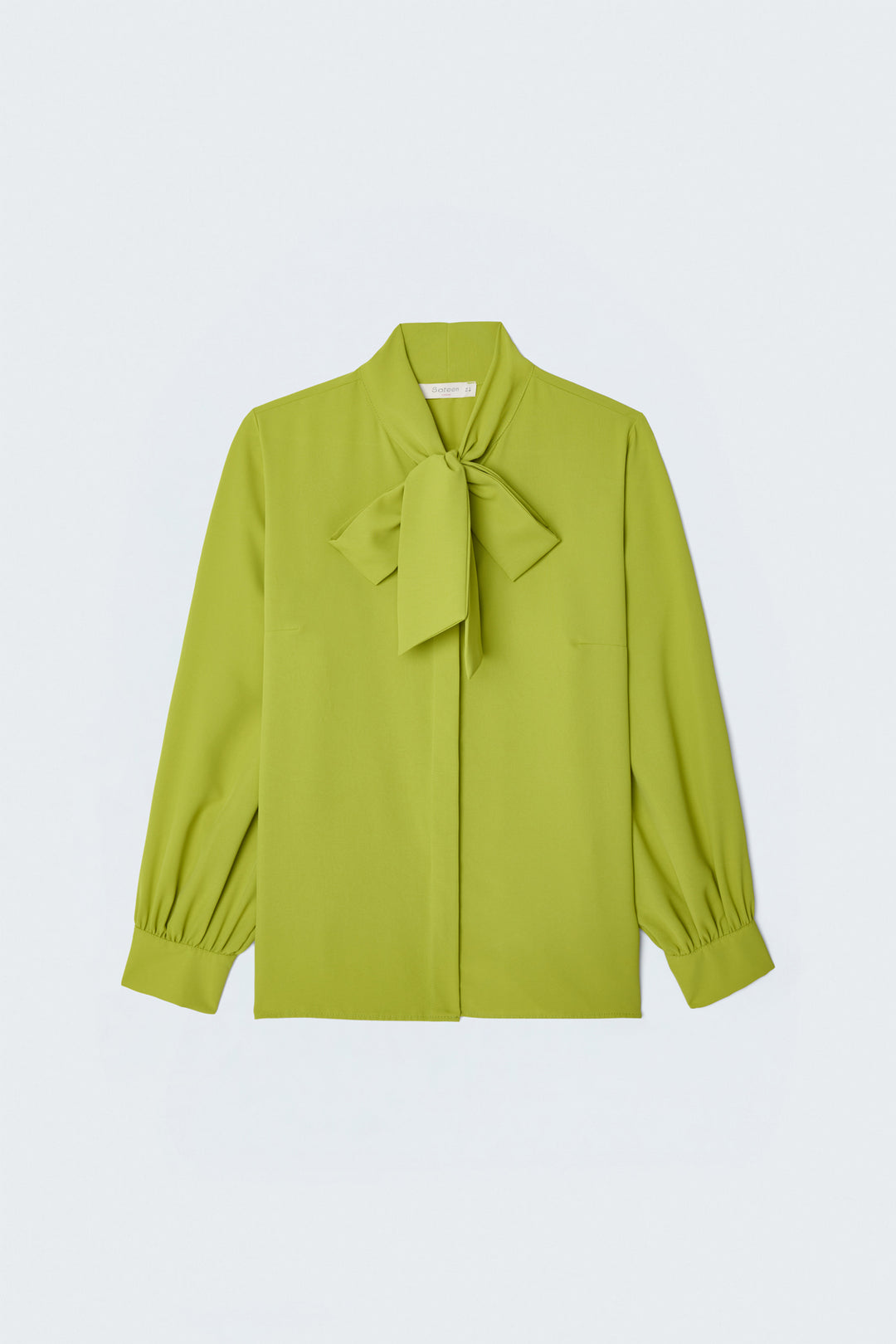 Sateen Chemise droite à col noué - Clair Vert