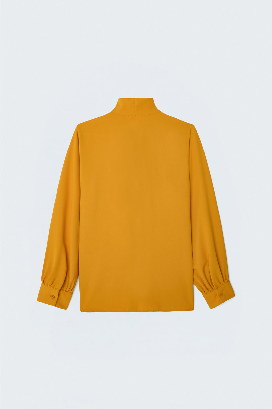 Sateen Chemise unie à col noué - Moutarde