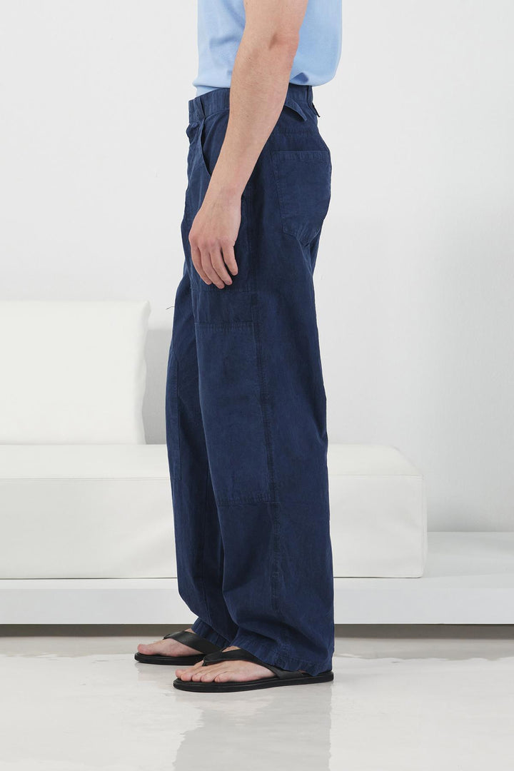 Giesto Pantalon cargo bleu marine avec détail de boucle latérale - Bleu marine