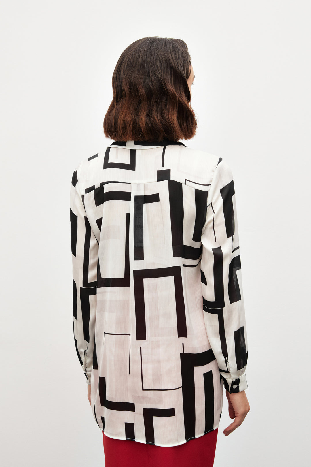 Sateen Chemise avec fentes sur les côtés - Noir