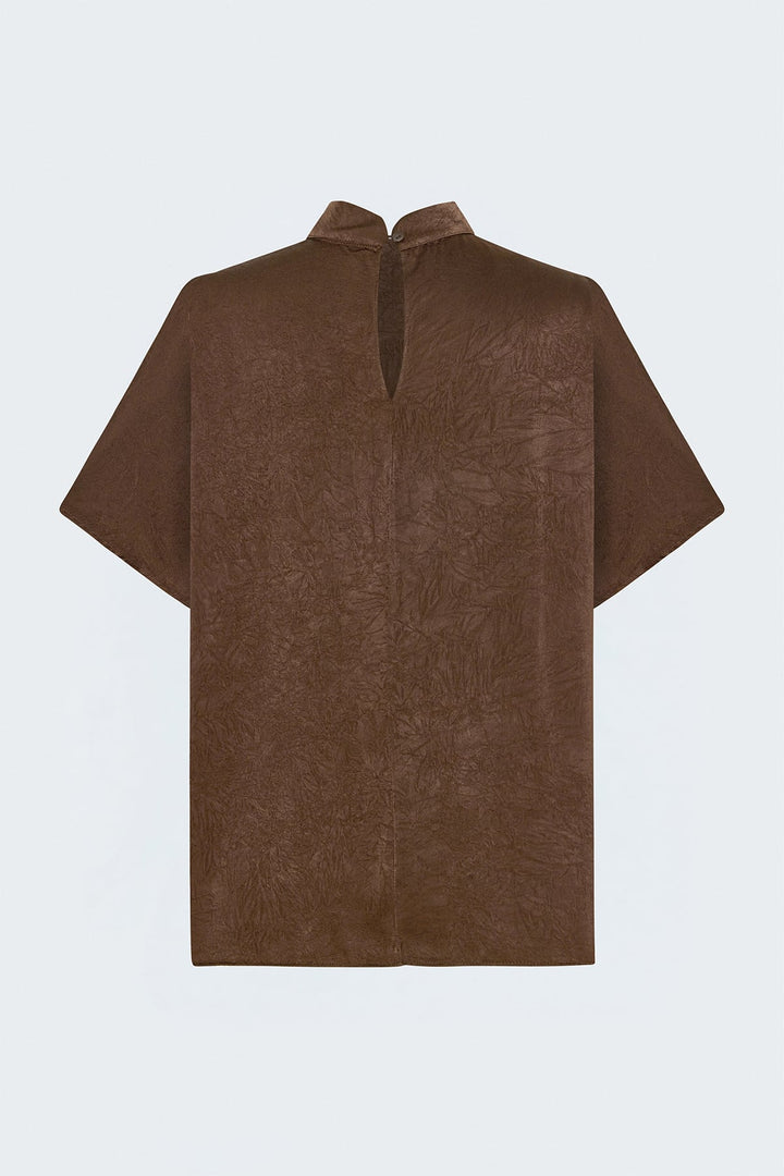 Sateen Blouse à manches chauve-souris - Clair Marron
