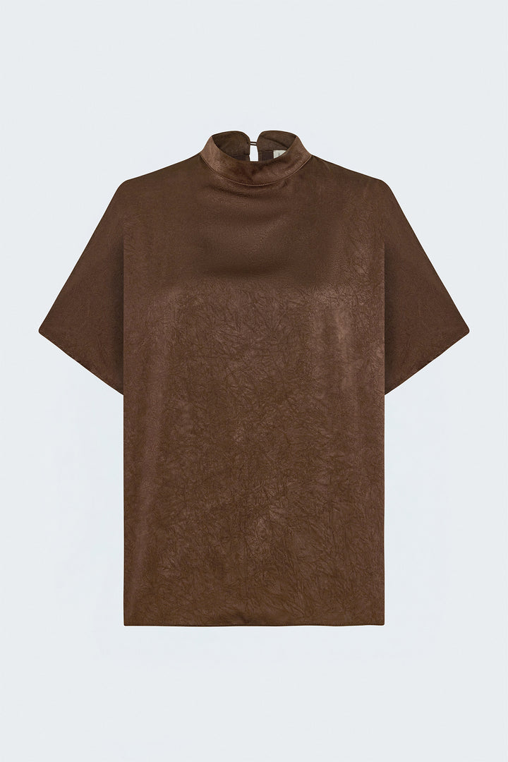 Sateen Blouse à manches chauve-souris - Clair Marron