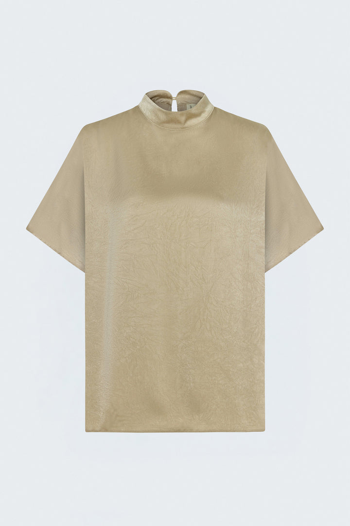 Sateen Blouse à Manches Chauve-souris - Beige