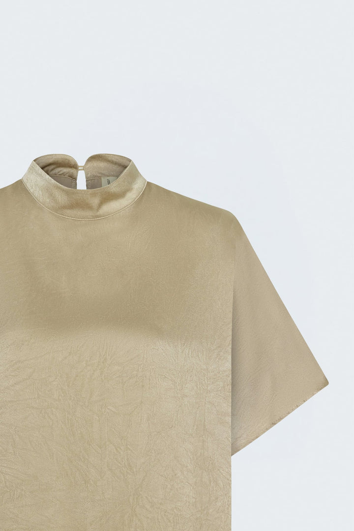 Sateen Blouse à Manches Chauve-souris - Beige