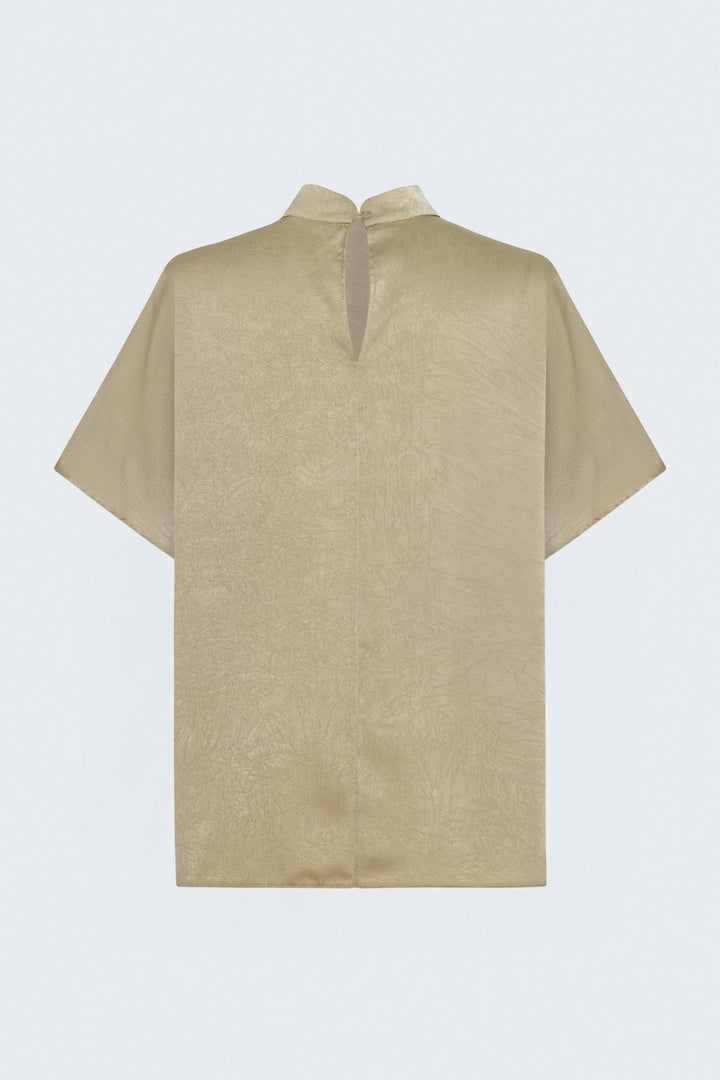 Sateen Blouse à Manches Chauve-souris - Beige