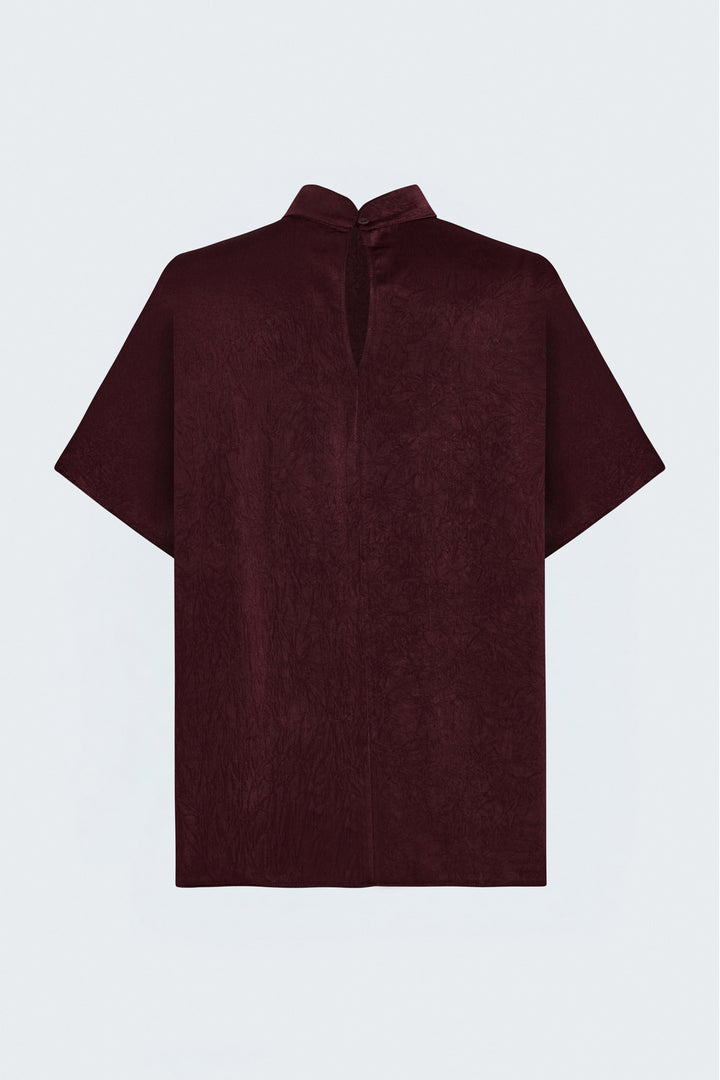 Sateen Blouse à Manches Chauve-souris - Bordeaux