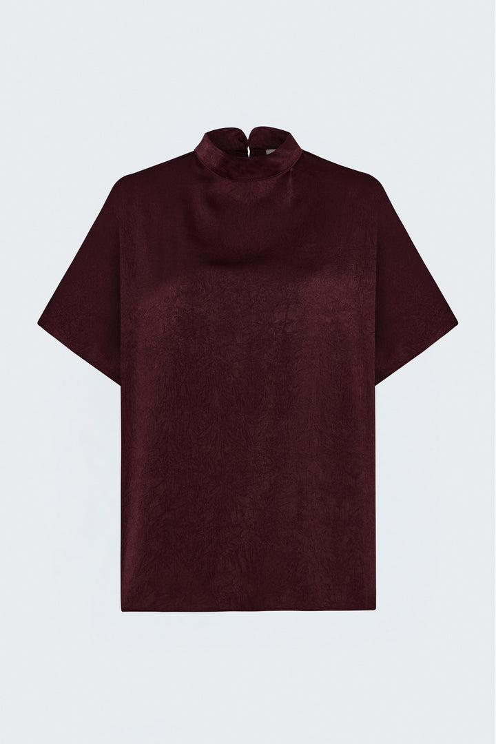Sateen Blouse à Manches Chauve-souris - Bordeaux