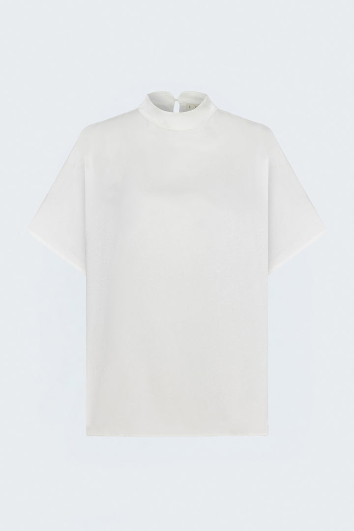 Sateen Blouse à Manches Chauve-souris - Écru