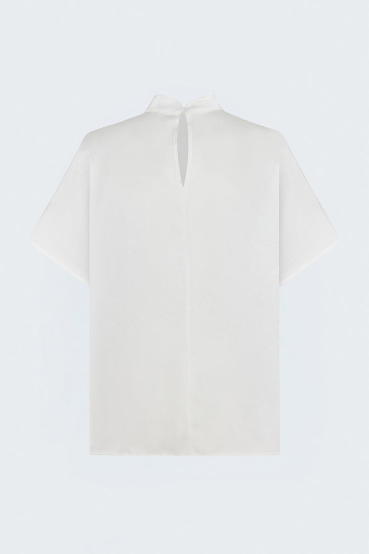 Sateen Blouse à Manches Chauve-souris - Écru