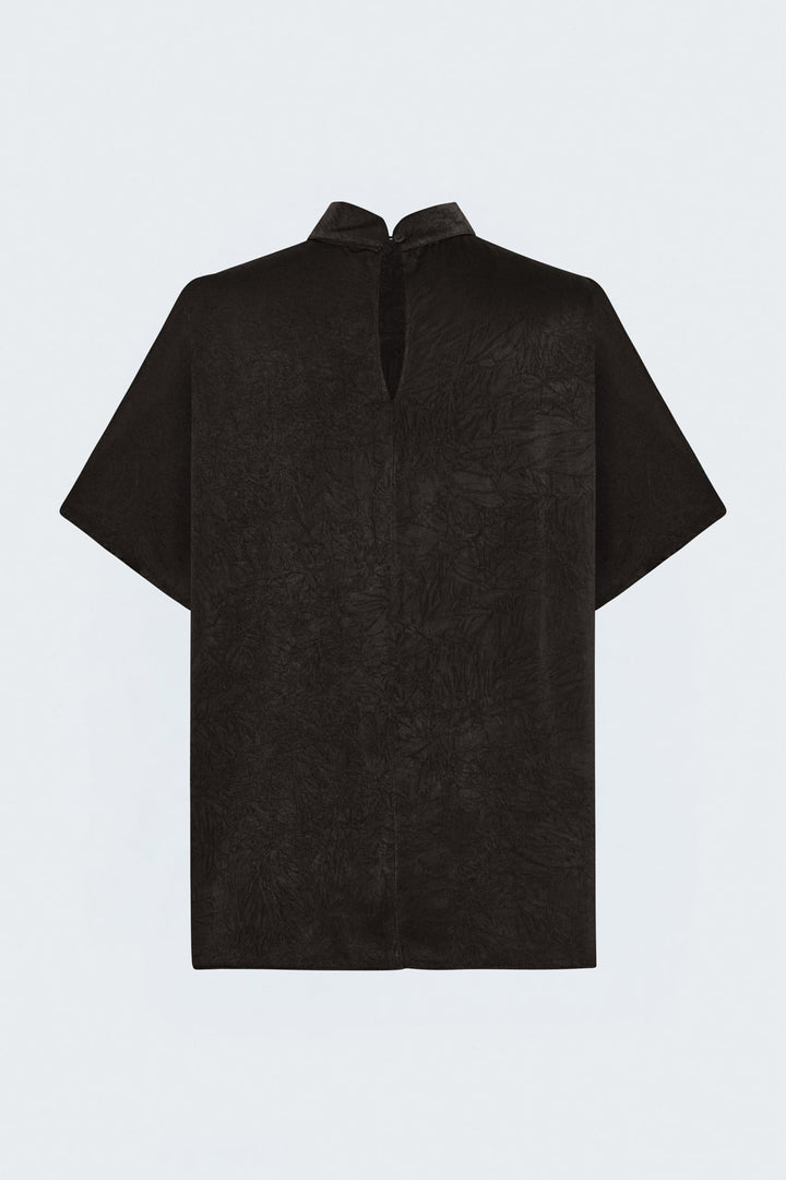 Sateen Blouse à manches chauve-souris - Marron