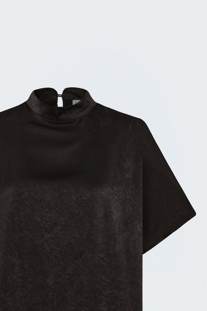 Sateen Blouse à manches chauve-souris - Marron