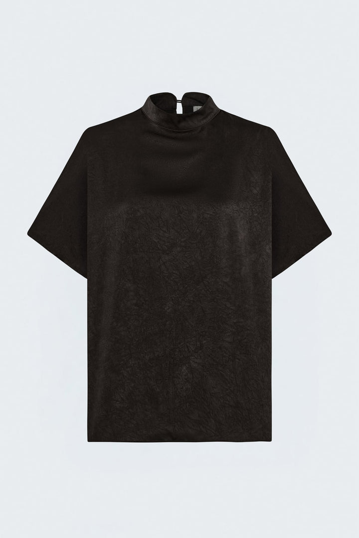 Sateen Blouse à manches chauve-souris - Marron