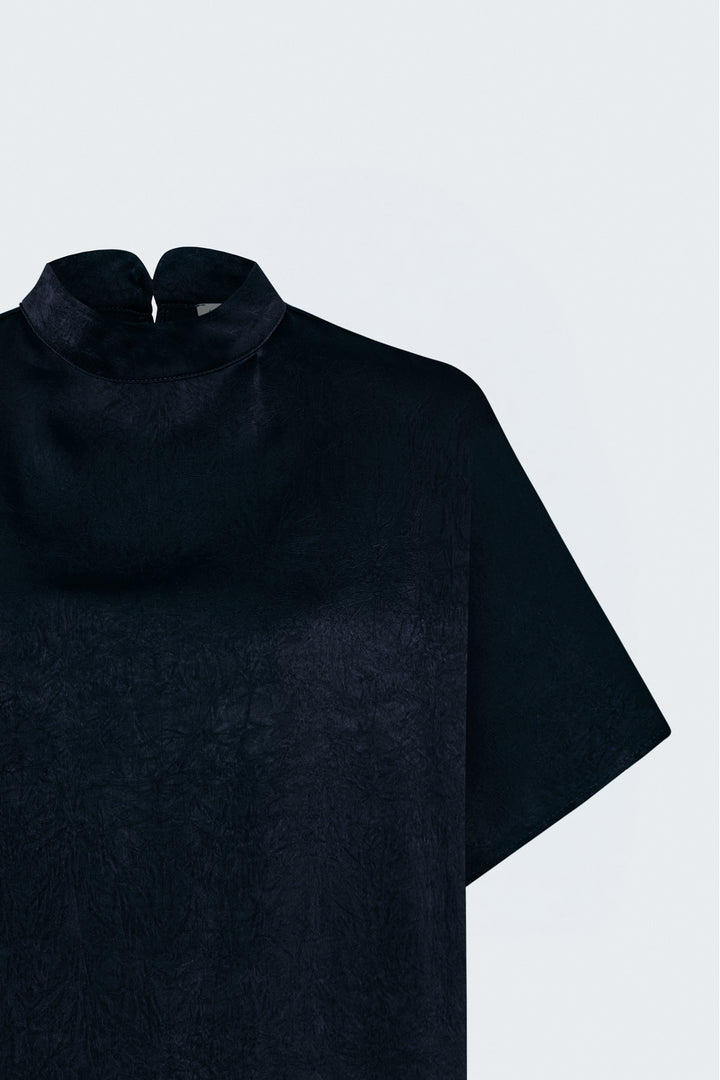Sateen Blouse à Manches Chauve-souris - Bleu marine