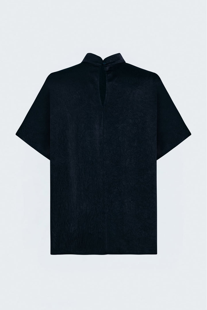 Sateen Blouse à Manches Chauve-souris - Bleu marine